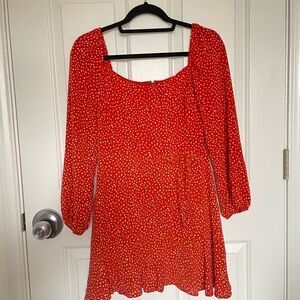 Elegant Dark Orange Long Sleeve Dress
